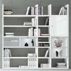 Loftscape XL Regalwand Emporior IV - Hochglanz Weiß / Weiß - Mit Beleuchtung -Wohnzimmermöbel boutique en ligne xl regalwand emporior iv mit beleuchtung hochglanz weiss weiss 2201262