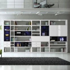 Loftscape XXL Regalwand Emporior I.B - Mit Beleuchtung -Wohnzimmermöbel boutique en ligne xxl regalwand emporior i b hochglanz weiss schwarz mit beleuchtung 2207118