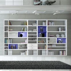 Loftscape XXL Regalwand Emporior II - Hochglanz Weiß / Weiß - Mit Beleuchtung -Wohnzimmermöbel boutique en ligne xxl regalwand emporior ii rgb led beleuchtung hochglanz weiss weiss 3396333