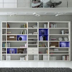 Loftscape XXL Regalwand Emporior II - Weiß / Eiche Sonoma Dekor - Mit Beleuchtung -Wohnzimmermöbel boutique en ligne xxl regalwand emporior ii rgb led beleuchtung weiss eiche sonoma dekor 3396341