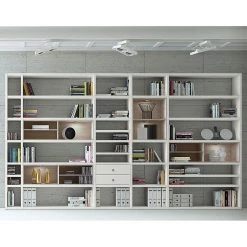 Loftscape XXL Regalwand Emporior II - Weiß / Eiche Sonoma Dekor - Mit Beleuchtung -Wohnzimmermöbel boutique en ligne xxl regalwand emporior ii weiss sonoma eiche dekor 289490