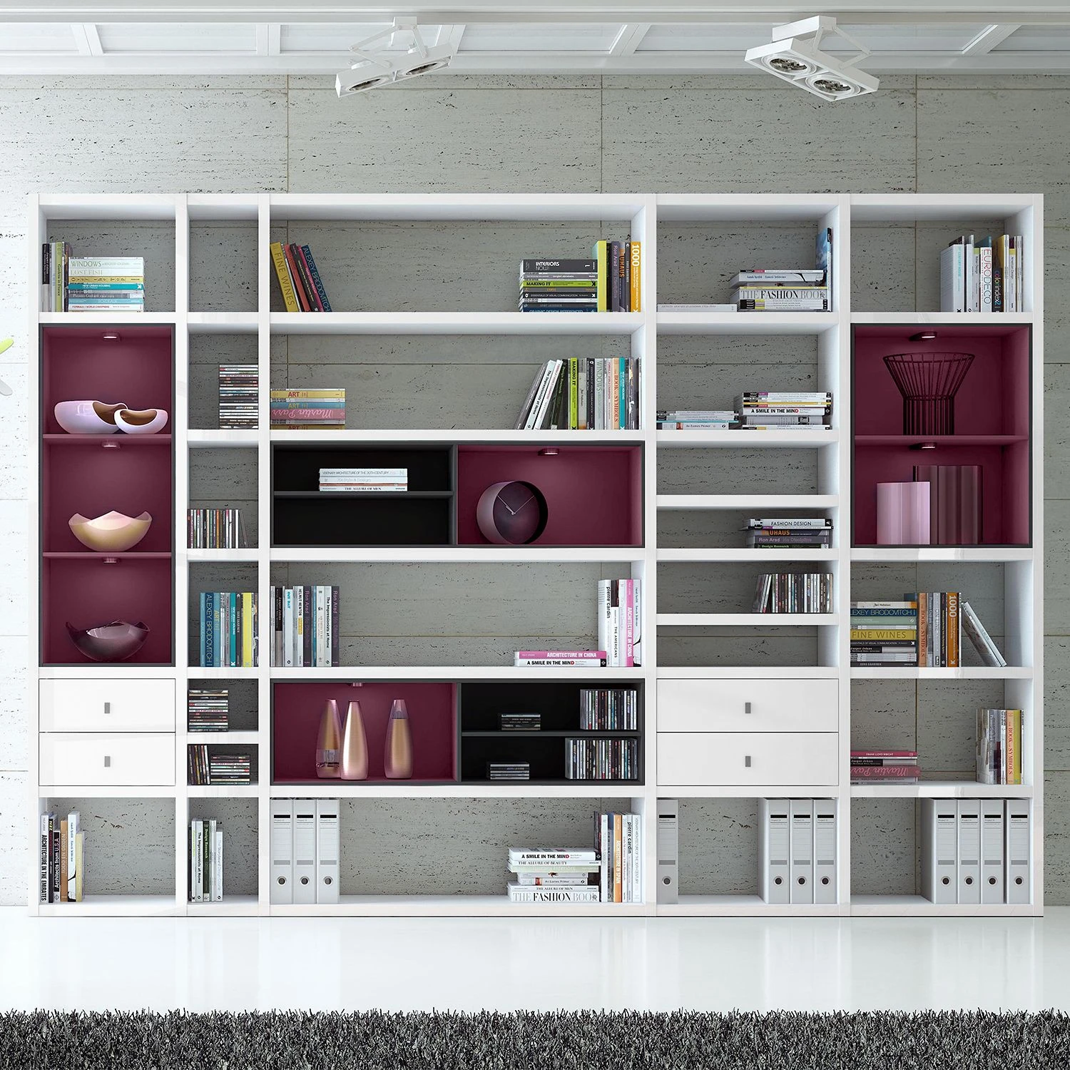 Loftscape XXL Regalwand Emporior III - Hochglanz Weiß / Schwarz - Mit Beleuchtung 2 Loftscape XXL Regalwand Emporior III - Hochglanz Weiß / Schwarz - Mit Beleuchtung – Bild 2