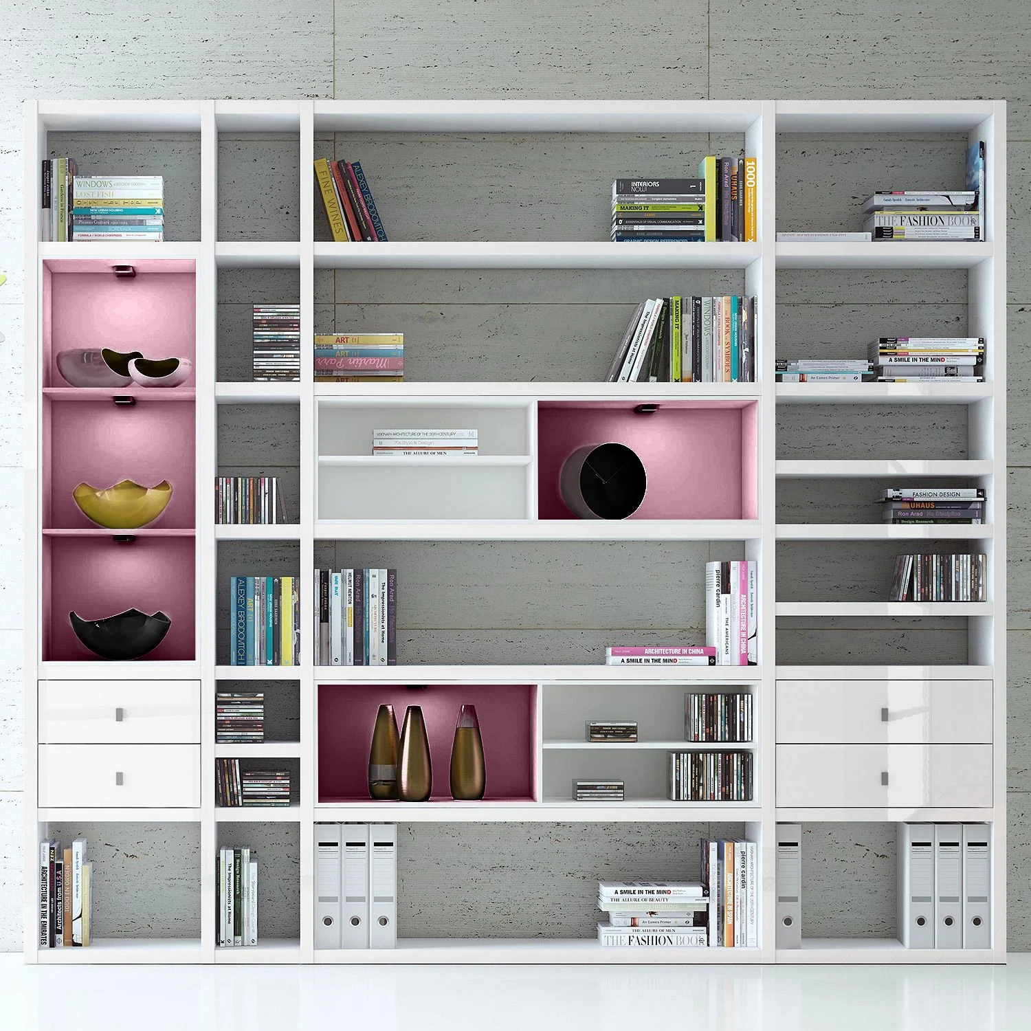 Loftscape XXL Regalwand Emporior IV.A - Hochglanz Weiß / Weiß - Mit Beleuchtung 2 Loftscape XXL Regalwand Emporior IV.A - Hochglanz Weiß / Weiß - Mit Beleuchtung – Bild 2