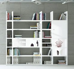 Loftscape XXL Regalwand Emporior IV.B - Hochglanz Weiß / Weiß - Mit Beleuchtung -Wohnzimmermöbel boutique en ligne xxl regalwand emporior iv b mit beleuchtung hochglanz weiss weiss 2228666