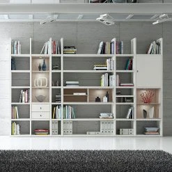 Loftscape XXL Regalwand Emporior V.A - Weiß / Eiche Sonoma Dekor - Mit Beleuchtung -Wohnzimmermöbel boutique en ligne xxl regalwand emporior v a weiss sonoma eiche dekor 289452