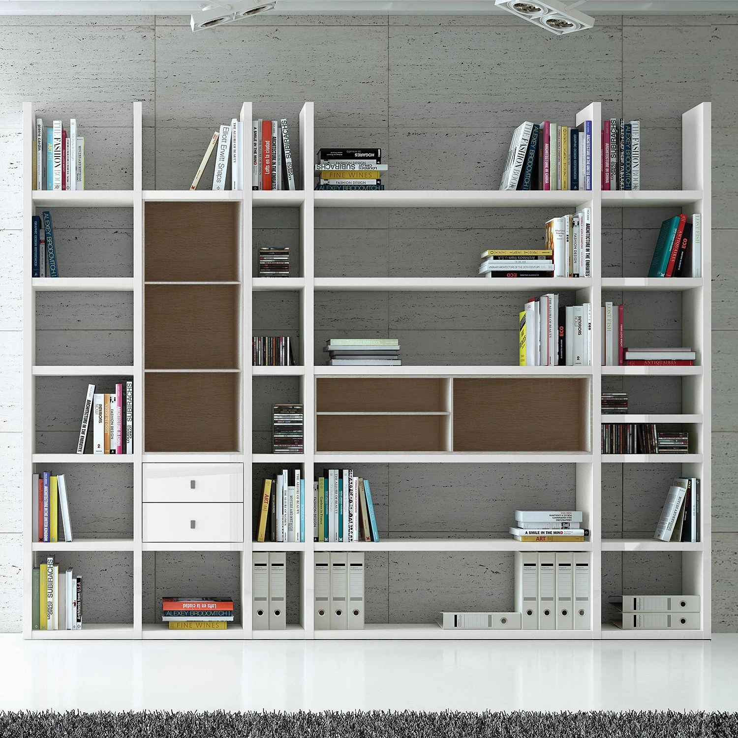 Loftscape XXL Regalwand Emporior VII - Hochglanz Weiß / Eiche Sonoma Dekor - Ohne Beleuchtung 2 Loftscape XXL Regalwand Emporior VII - Hochglanz Weiß / Eiche Sonoma Dekor - Ohne Beleuchtung – Bild 2