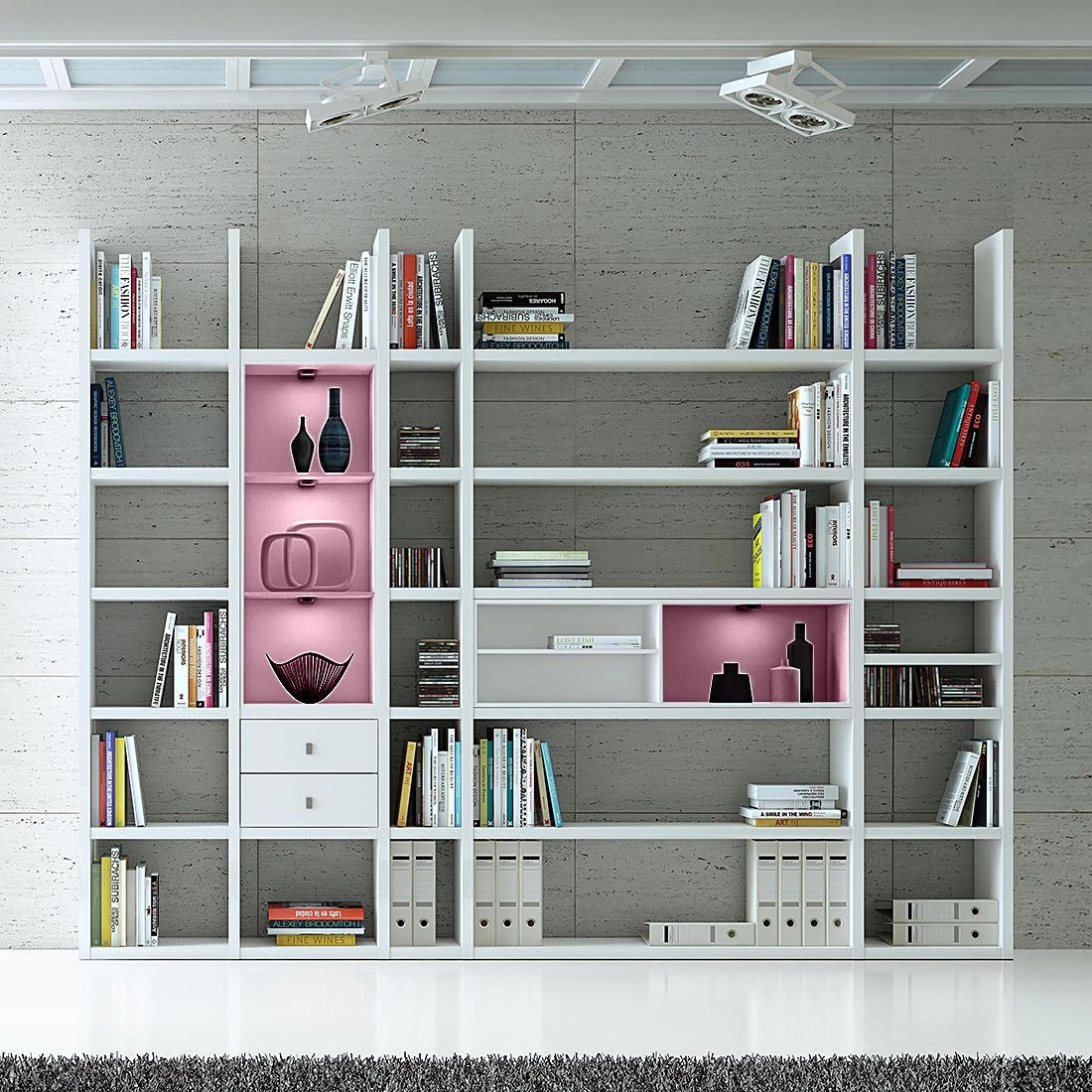 Loftscape XXL Regalwand Emporior VII - Weiß - Mit Beleuchtung 2 Loftscape XXL Regalwand Emporior VII - Weiß - Mit Beleuchtung – Bild 2