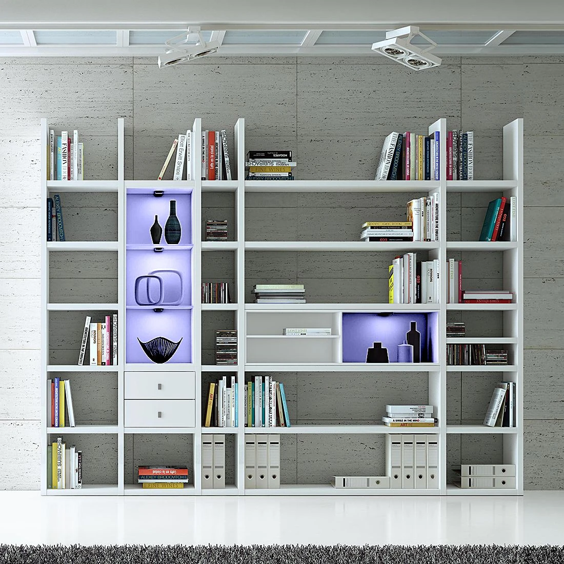 Loftscape XXL Regalwand Emporior VII - Weiß - Mit Beleuchtung 3 Loftscape XXL Regalwand Emporior VII - Weiß - Mit Beleuchtung – Bild 3